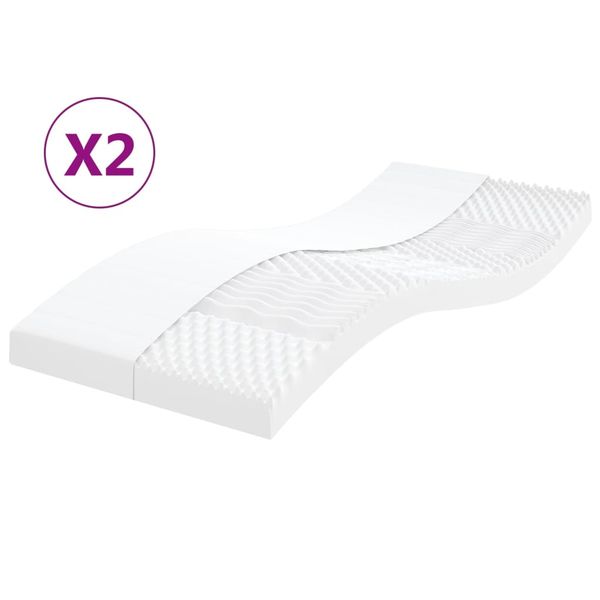 vidaXL Penové matrace 2 ks biele 80x200 cm 7 zón tvrdosť 20 ILD