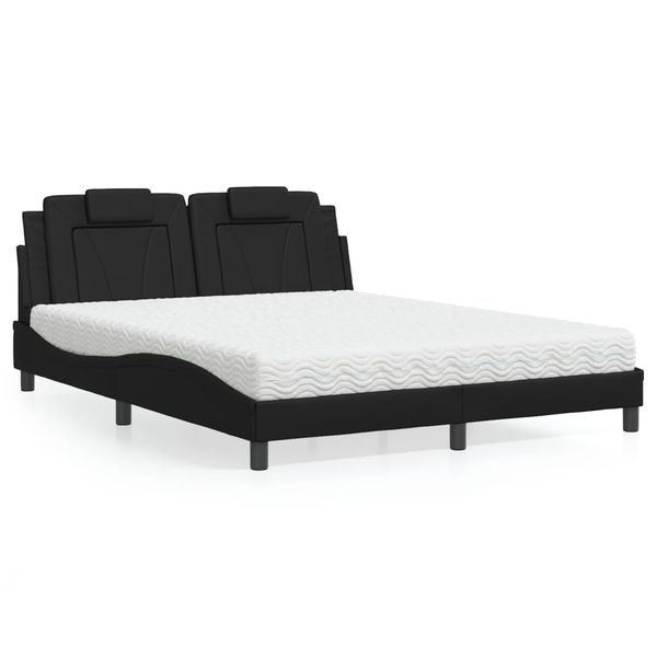 vidaXL Posteľ Viana s matracom čierna 160x200 cm umelá koža