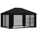 vidaXL Altánok so stenami 4 × 3 m Čierna Polyester a oceľ 190 gsm