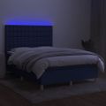 vidaXL Posteľ boxsping s matracom a LED modrá 140x200 cm látka