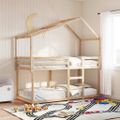 vidaXL Strecha na detskú posteľ 213x95,5x144,5 cm borovicový masív