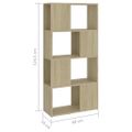 vidaXL Knižnica/deliaca stena dub sonoma 60x24x124,5 cm