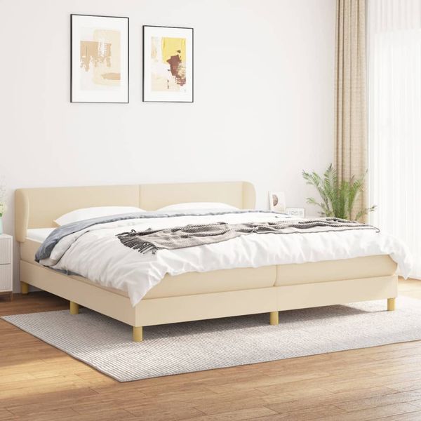 vidaXL Boxspring posteľ s matracom krémová 200x200 cm látka