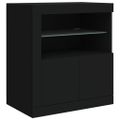 vidaXL Komoda s LED svetlami čierna 202x37x67 cm