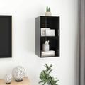 vidaXL Nástenná TV skrinka, lesklá čierna 37x37x72cm, kompozitné drevo