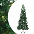 vidaXL Rohový umelý vianočný strom s 300 LED-i Zelená 210 cm PVC a kov