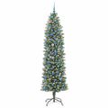 vidaXL Umelý chudý vianočný strom Zelená a biela 240 cm