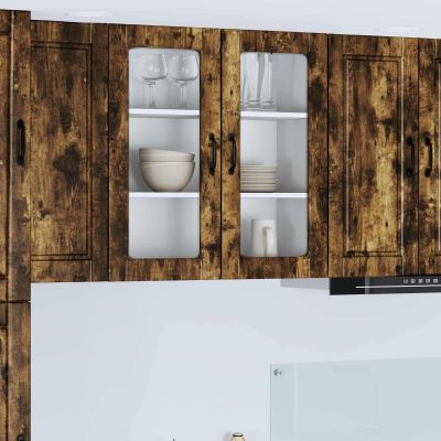 vidaXL Nástenný sklenený kabinet PORTO Dymová dub 80 x 31 x 80 cm
