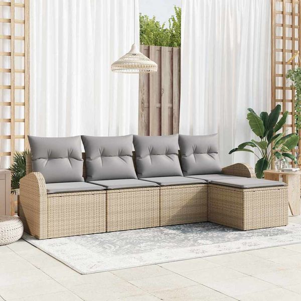 vidaXL Súprava záhradných pohoviek 5 pcs Béžová polyratan