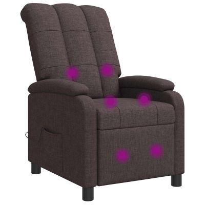 vidaXL Masážne relaxačné kreslo Tmavohnedá Látka