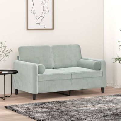 vidaXL Dekoratívne vankúše 2 ks bledosivé Ø15x50 cm zamat