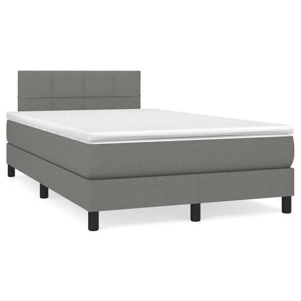 vidaXL Boxspring posteľ s matracom a LED, tmavosivá 120x190 cm, látka