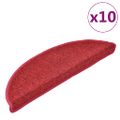 vidaXL Schodové rohože 10 ks 56x17x3 cm červené polkruhové