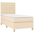 vidaXL Posteľný rám boxspring s matracom krémový 90x190 cm látka