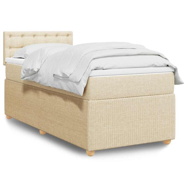 vidaXL Boxspring posteľ s matracom krémová 100x200 cm látka