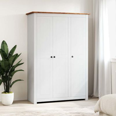 vidaXL 3-dverový šatník biely 118x50x171,5 cm borovicové drevo Panama Range