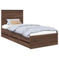 vidaXL Rám postele so zásuvkou Hnedý dub 90 x 190 cm Inžinierske drevo