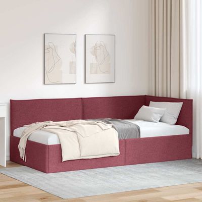 vidaXL Rohový rám postele Víno červené 80 x 200 cm látka