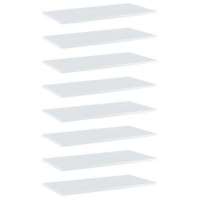 vidaXL Prídavné police 8 ks, lesklé biele 80x40x1,5 cm, drevotrieska