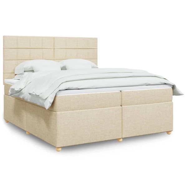 vidaXL Boxspring posteľ s matracom krémová 200x200 cm látka