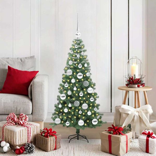 vidaXL Vianočný stromček s 150 LED-i so stojanom Zelená 120 cm PVC