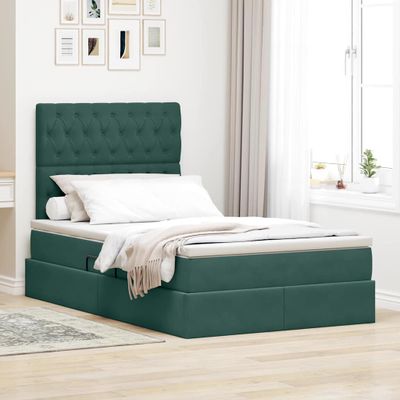 vidaXL Postel s úložným prostorem a matrací Tmavozelená 120 x 200 cm