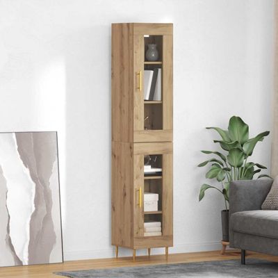 vidaXL Highboard 2 pcs Remeselný dub Sklo