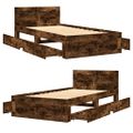 vidaXL Posteľný rám s čelom dymový dub 90x190 cm kompozitné drevo