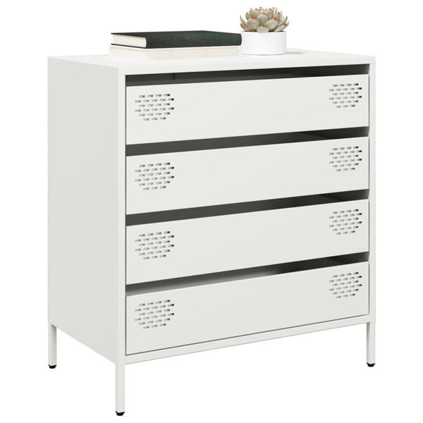 vidaXL Komoda biela 68x39x73,5 cm oceľ valcovaná za studena