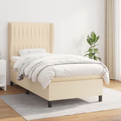 vidaXL Posteľný rám boxsping s matracom krémový 80x200 cm látka