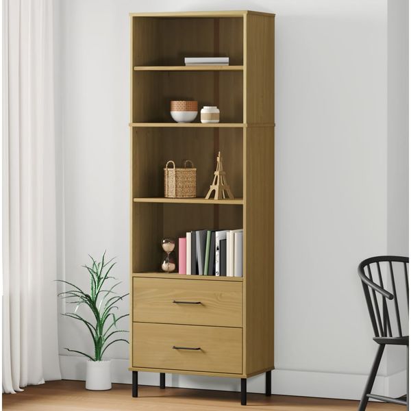 vidaXL Botník s 2 zásuvkami hnedý 60x35x180 cm masívne drevo OSLO