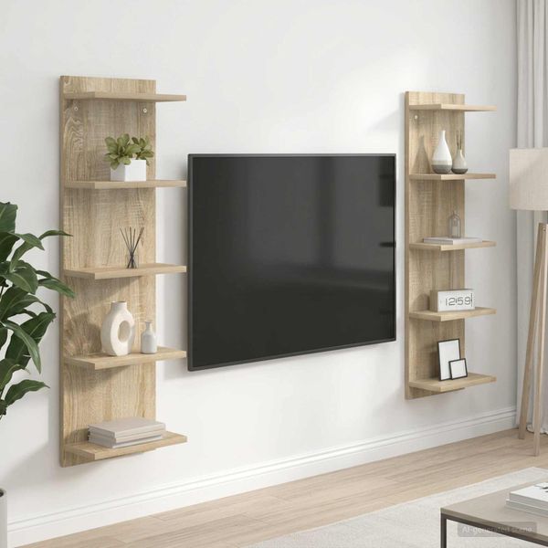 vidaXL Stenná polica 2 ks Dub sonoma 30 x 15 x 100 cm Kompozitné drevo