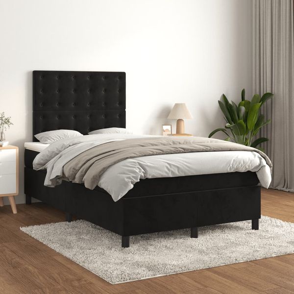 vidaXL Posteľný rám boxspring s matracom čierny 120x200 cm zamat
