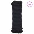 vidaXL Lano na čln 10 mm 9 m Čierna Polyester