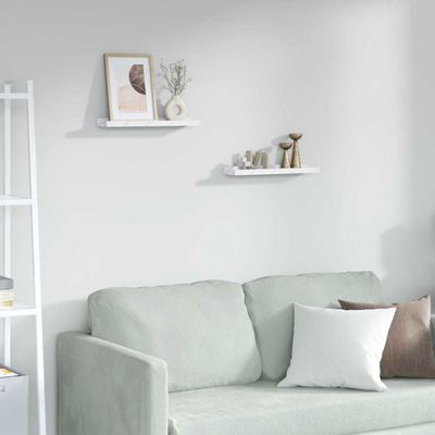 vidaXL Stenná polica 2 pcs Biely mramor 40 x 9 x 3 cm Kompozitné drevo