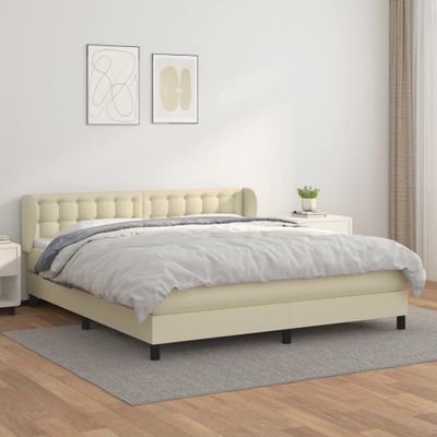 vidaXL Boxspring posteľ s matracom krémová 160x200 cm umelá koža
