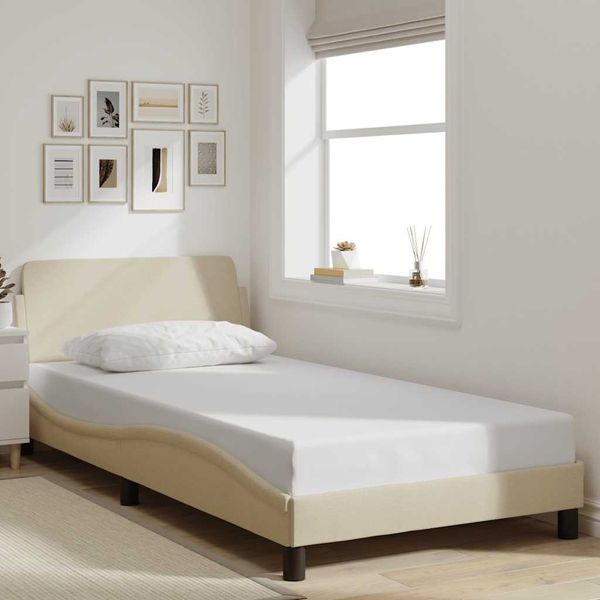 vidaXL Rám postele Dover krémová 100x200 cm látka