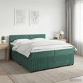 vidaXL Posteľ boxspring s matracom Tmavozelená 200 x 200 cm Zamat