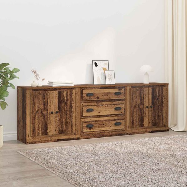 vidaXL Komody 3 pcs Staré drevo 210 x 35,5 x 67,5 cm Kompozitné drevo