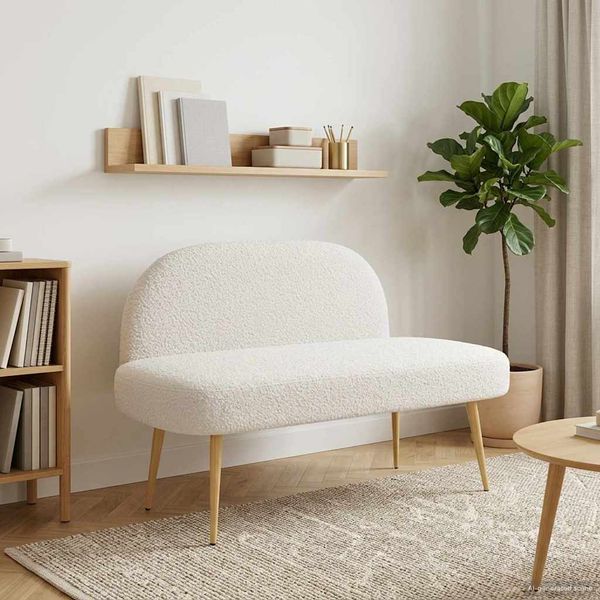 vidaXL čalúnená lavica so spätným opierkom Krémová 110 x 60 x 76 cm