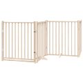 vidaXL Psia bránka s dvierkami, skladacia, 4 panely, 320 cm, masívne jedľové drevo