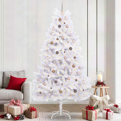 vidaXL Umelý vianočný stromček 240 cm PVC a oceľ Biela