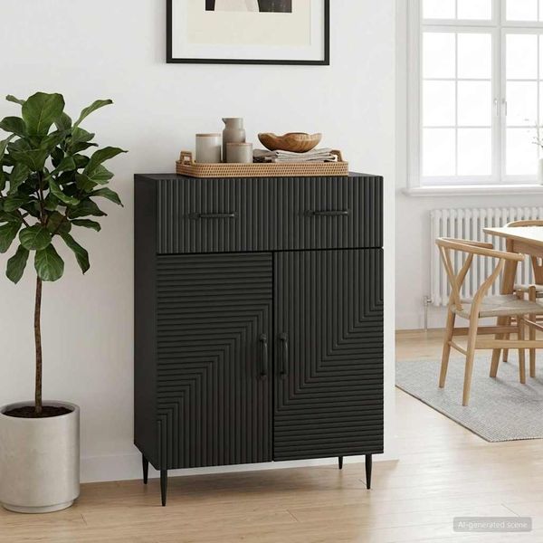 vidaXL Servírovacia skriňa Čierna 66 x 34,5 x 89,5 cm Kompozitné drevo