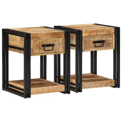 vidaXL Nočné stolíky 2 ks 40x40x50 cm masívne surové drevo mango