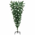 vidaXL Obrátený umelý predsvietený vianočný stromček s guľami 150 cm