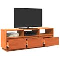 vidaXL TV skrinka voskovohnedá 140x37x50 cm masívna borovica