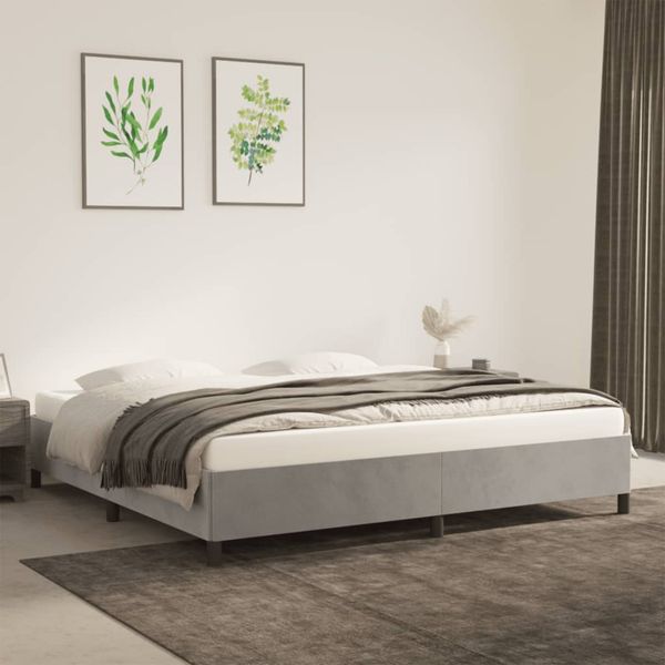 vidaXL Posteľ bez matraca bledosivá 200x200 cm zamat