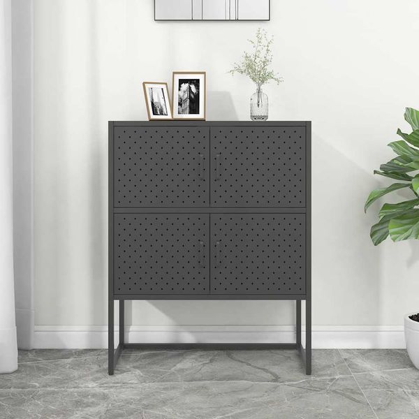 vidaXL Vysoká skrinka antracitová 80x35x100 cm oceľ