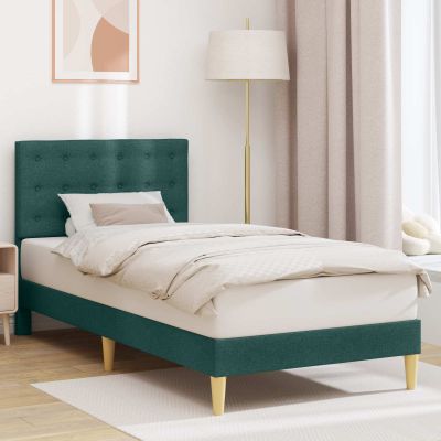 vidaXL Rám postele s čelnou doskou Tmavozelená 90 x 200 cm Látka