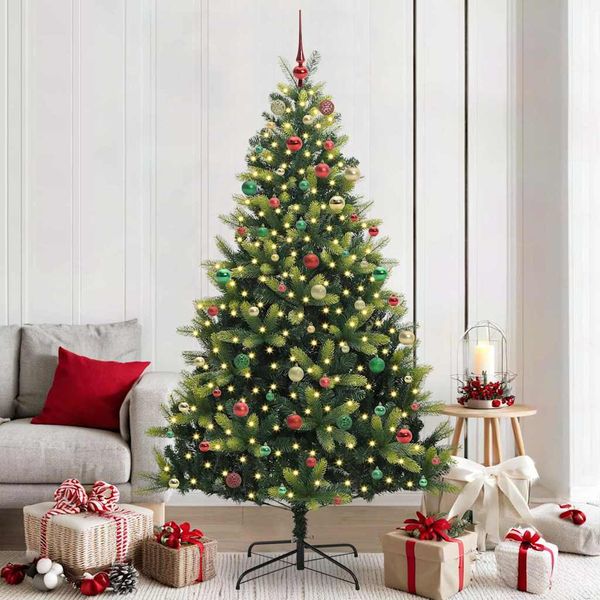 vidaXL Umelý skladací vianočný stromček 300 LED diód Zelená 210 cm
